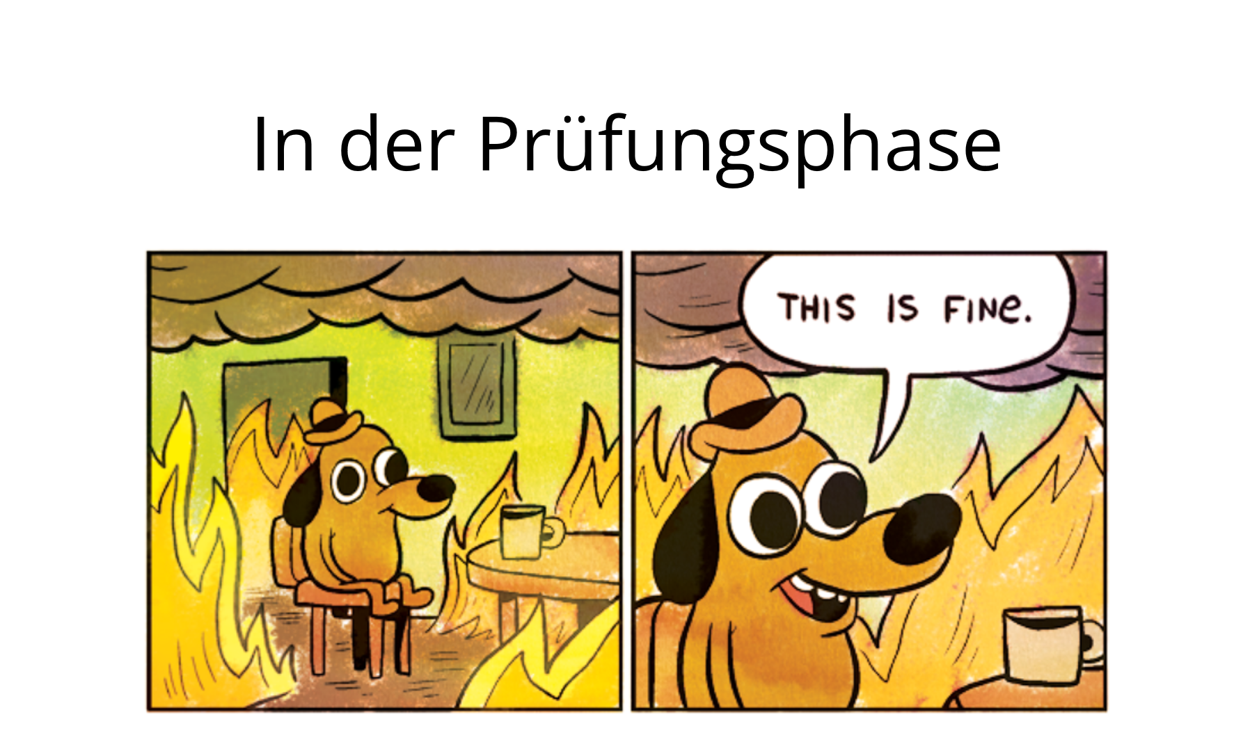 In der Prüfungsphase (This is fine meme)