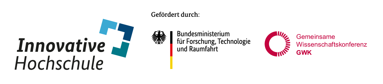 Dreierlogo der Innovativen Hochschule, des BMFTR und der GWK
