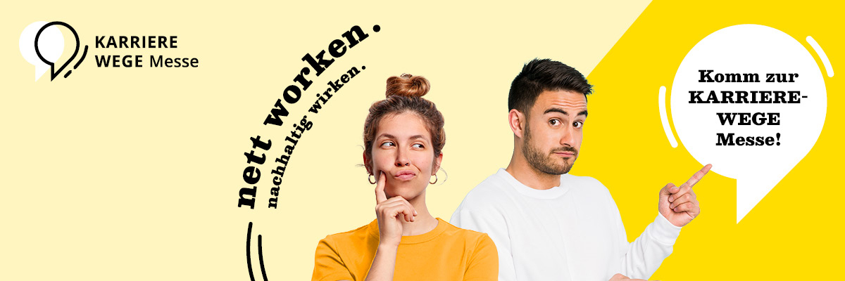 Ein Mann und eine Frau mit der Aufschrift "nett worken"