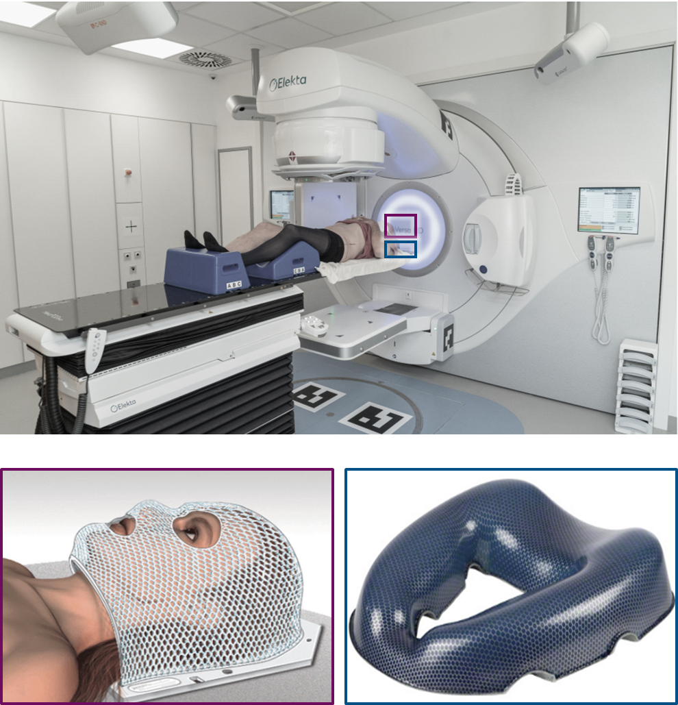 Bisherige Möglichkeiten zur Fixierung des Patienten während der Bestrahlung in liegender Position.