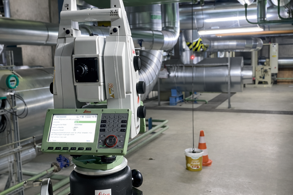 Höhenübertragung mit hängendem Messband